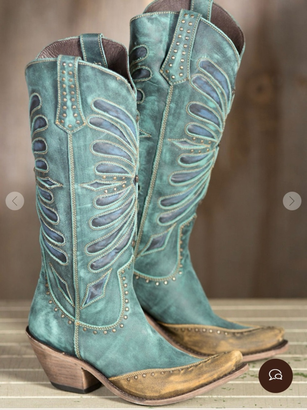 Liberty Black Turquoise Vintage Inlay Leather Cowboy Boots Size 9 GUC - Picture 10 of 16